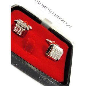 Giorgio Bissoni Cufflinks Silver Tone Bling Wedding Tux Vintage